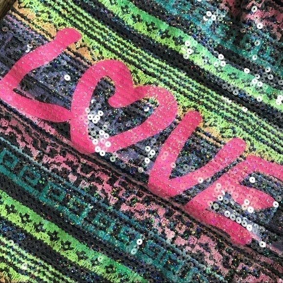 Love multi color sequined backpack knapsack bag - Picture 4 of 6